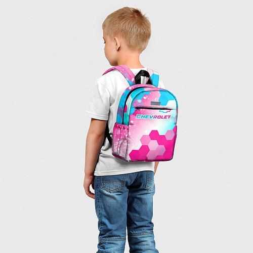 Детский рюкзак Chevrolet neon gradient style посередине / 3D-принт – фото 5