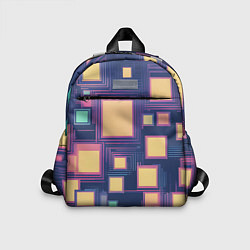 Детский рюкзак Разноцветные ретро квадраты, цвет: 3D-принт