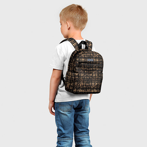 Детский рюкзак Имитация ткани чёрно-бежевый / 3D-принт – фото 5