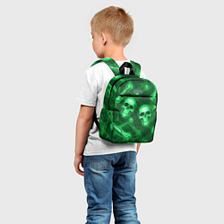 Детский рюкзак Зелёные черепа и кости, цвет: 3D-принт — фото 2