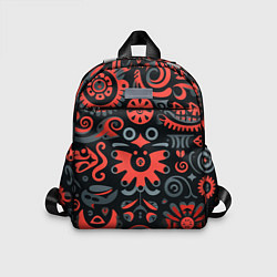 Детский рюкзак Красно-черный узор в славянском стиле, цвет: 3D-принт