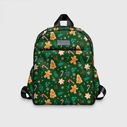 Детский рюкзак New year pattern with green background, цвет: 3D-принт