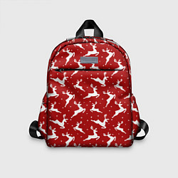 Детский рюкзак Красный паттерн с новогодними оленями