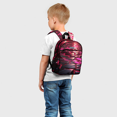 Детский рюкзак Неоновые фиолетовые и розовые камни / 3D-принт – фото 5