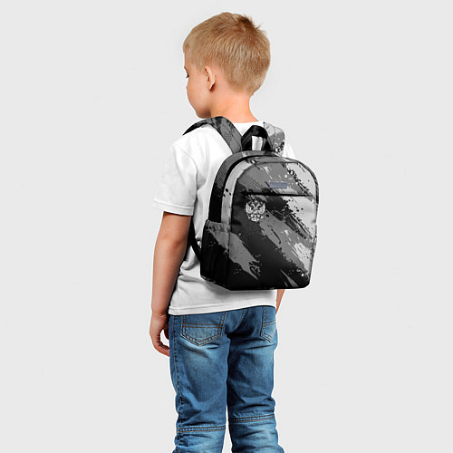 Детский рюкзак Герб РФ - серый монохромный / 3D-принт – фото 5