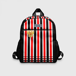 Детский рюкзак Полосатый красный - герб РФ, цвет: 3D-принт