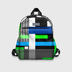 Детский рюкзак Геометрический узор сине -зеленый в стиле пэчворк