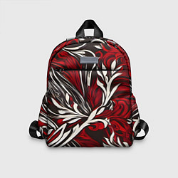Детский рюкзак Красно белый узор на чёрном фоне