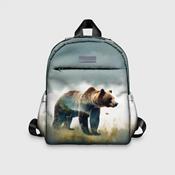 Детский рюкзак Минималистичный пейзаж с медведем акварель