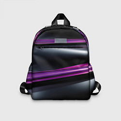 Детский рюкзак Фиолетовые полосы на черном фоне, цвет: 3D-принт