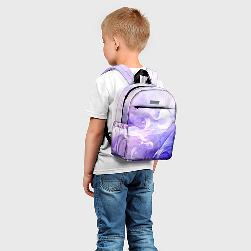 Детский рюкзак Белые узоры на абстрактном фиолетовом фоне / 3D-принт – фото 5