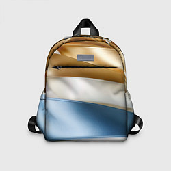 Детский рюкзак Золотые и голубые волнистые вставки на белом фоне, цвет: 3D-принт