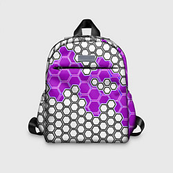 Детский рюкзак Фиолетовая энерго-броня из шестиугольников, цвет: 3D-принт