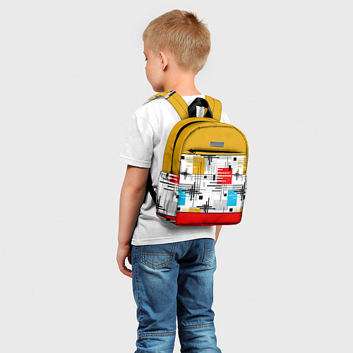 Детский рюкзак Узор красного горчичного цвета / 3D-принт – фото 5