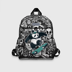 Детский рюкзак Скейтбордист панда на фоне граффити