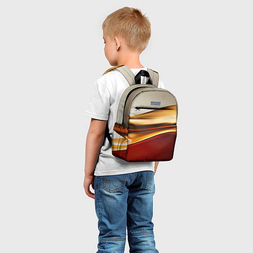 Детский рюкзак Бежевые и золотистые волны / 3D-принт – фото 5