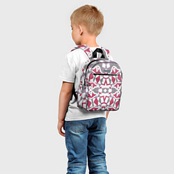 Детский рюкзак Геометрический узор красно серый, цвет: 3D-принт — фото 2
