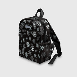 Детский рюкзак Снежинки белые на черном, цвет: 3D-принт — фото 2