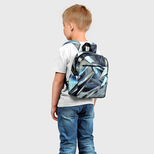 Детский рюкзак Абстрактные осколки голубого цвета / 3D-принт – фото 5