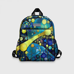 Детский рюкзак Абстракция в жёлто синих тонах с кругами и линиями, цвет: 3D-принт