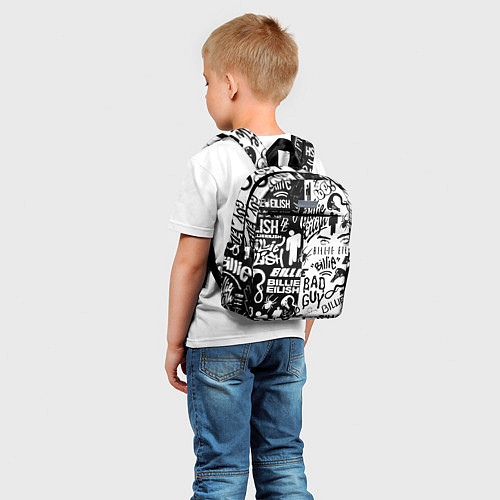 Детский рюкзак Billie Eilish чернобелые битва лого / 3D-принт – фото 5