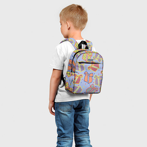 Детский рюкзак Узор с яркими разноцветными бантами в горошек / 3D-принт – фото 5