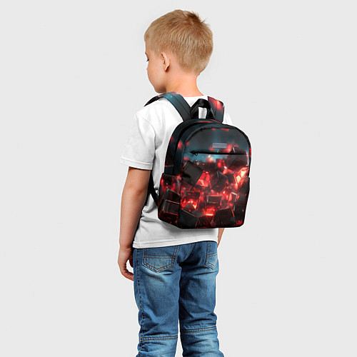 Детский рюкзак Красные кубики абстракция / 3D-принт – фото 5