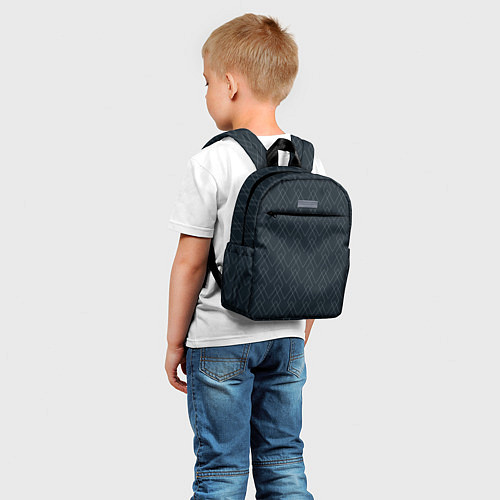 Детский рюкзак Тёмный сине-зелёный геометричные линии / 3D-принт – фото 5