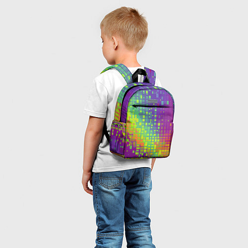 Детский рюкзак Разноцветные пиксели / 3D-принт – фото 5
