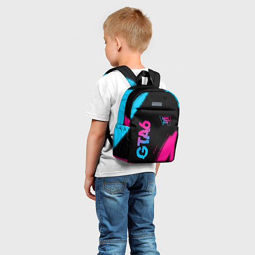 Детский рюкзак GTA6 - neon gradient вертикально / 3D-принт – фото 5