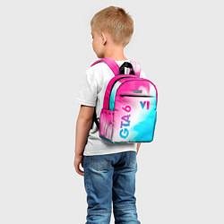 Детский рюкзак GTA 6 neon gradient style вертикально, цвет: 3D-принт — фото 2