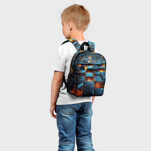 Детский рюкзак Темные плитки в лаве / 3D-принт – фото 5