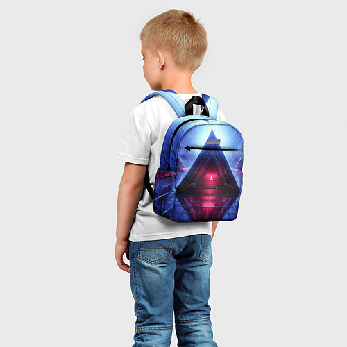 Детский рюкзак Фиолетовое свечение за треугольной абстракцией / 3D-принт – фото 5