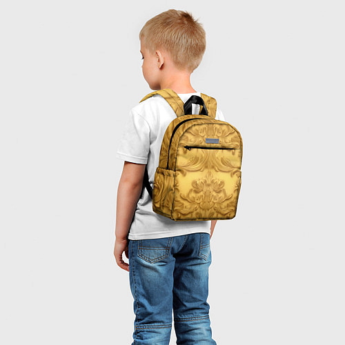 Детский рюкзак Золото объемные узоры / 3D-принт – фото 5
