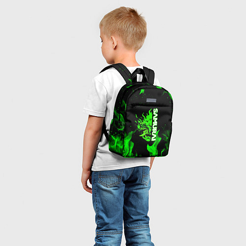 Детский рюкзак Samurai green fire toxic / 3D-принт – фото 5