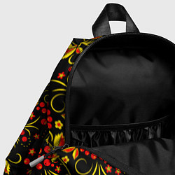 Детский рюкзак Хохломская роспись золотистые листья чёрном фоне, цвет: 3D-принт — фото 2
