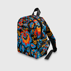 Детский рюкзак Хохломская роспись разноцветные цветы на чёроном ф, цвет: 3D-принт — фото 2