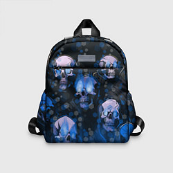 Детский рюкзак Синие черепа на чёрном фоне, цвет: 3D-принт