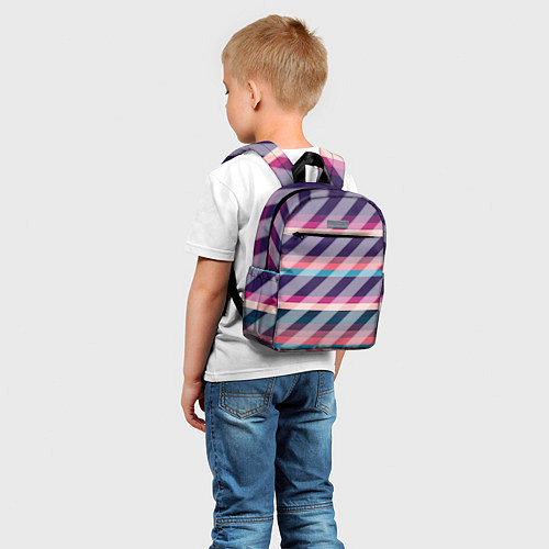 Детский рюкзак Косая клетка: разные оттенки фиолетового / 3D-принт – фото 5