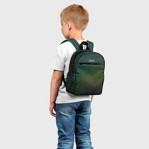 Детский рюкзак Неоновые соты чёрный / 3D-принт – фото 5