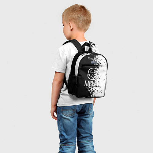 Детский рюкзак Nirvana чернобелые краски рок / 3D-принт – фото 5