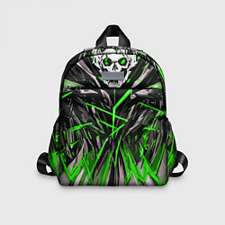 Детский рюкзак Череп и зелёные полосы, цвет: 3D-принт