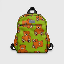 Детский рюкзак Плюшевые мишки на зеленом фоне