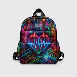 Детский рюкзак Неоновое сердце - кардиограмма, цвет: 3D-принт