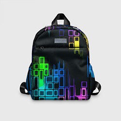 Детский рюкзак Разноцветные прямоугольники на чёрном фоне, цвет: 3D-принт