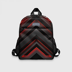 Детский рюкзак Красные яркие неоновые полосы на черной абстракции, цвет: 3D-принт