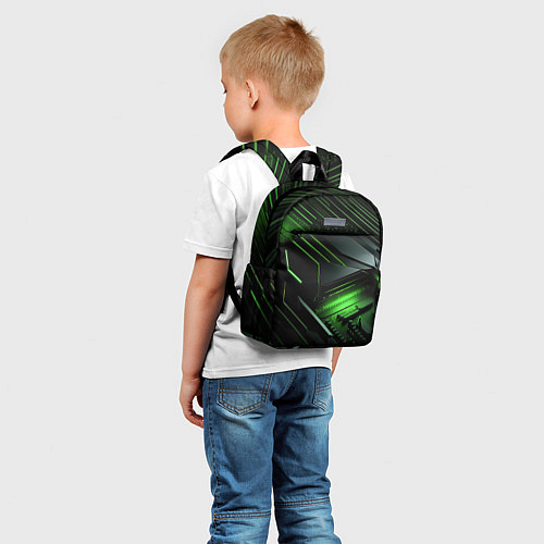 Детский рюкзак Металл и зеленый яркий неоновый свет / 3D-принт – фото 5