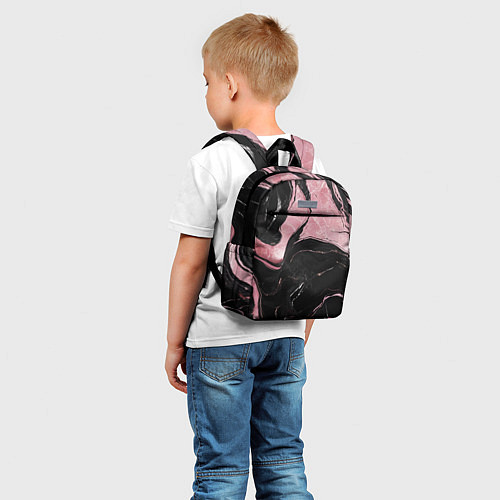 Детский рюкзак Черно-розовый мрамор / 3D-принт – фото 5