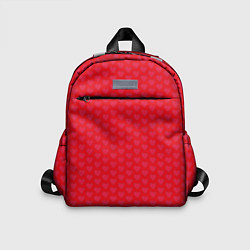 Детский рюкзак Красные сердечки на красном фоне
