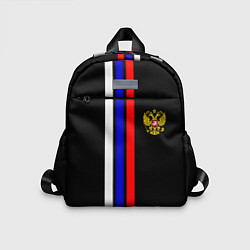 Детский рюкзак Герб РФ триколор полосы, цвет: 3D-принт